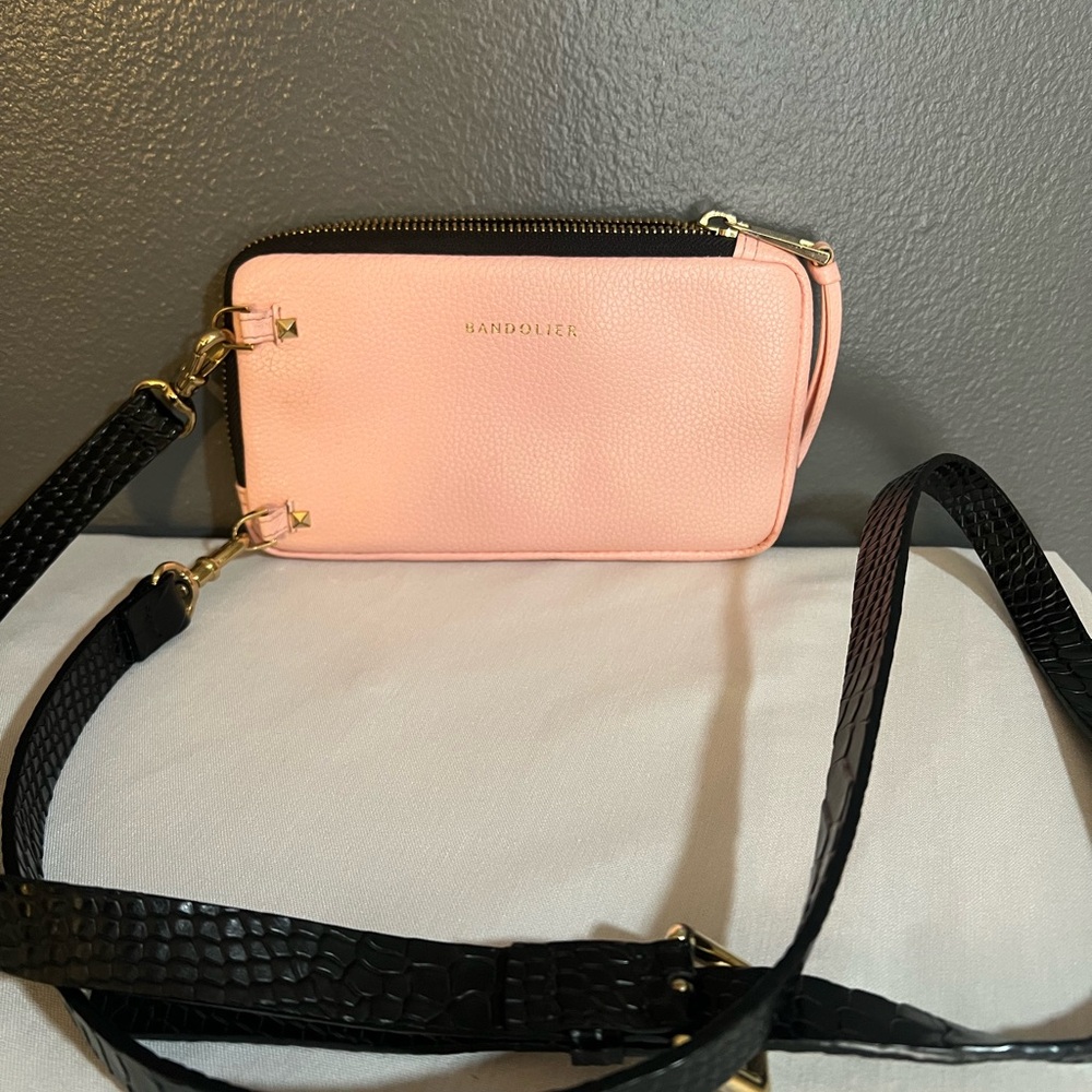 Bandolier Pink and Black Crossbody Zip Pouch